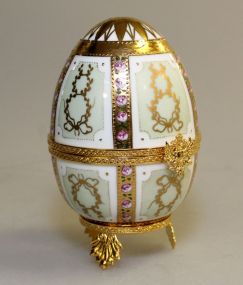 Limoge France Gold Enamel and Jewel Faberge Egg