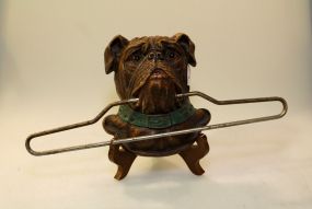 Carved Victorian Black Forest Bulldog Tie Rack