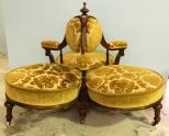 19th Century Walnut Tete a Tete Settee