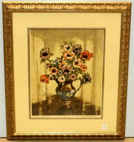 Colored Etching Entitled Anemones by James Priddey