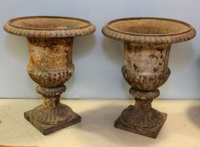 Pair of Cast Iron Urn Flower Pots