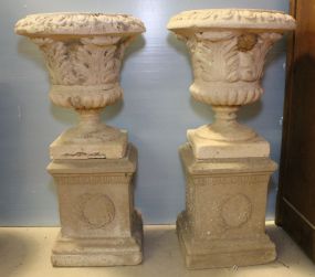 Pair of Grecian Concrete Urns 