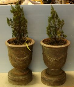 Pair of Terracotta Urn Flower Pots