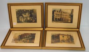 4 1930’s Illinois Central Railroad prints of Historic New Orleans Landmarks by artist Al Wettel