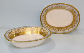 Two (2) Raynaud Limoges China Sheherazade Pattern Oval Vegetables