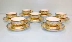 Eight (8) Raynaud Limoges China Sheherazade Pattern Cups and Saucers
