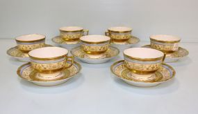 Six (6) Raynaud Limoges China Sheherazade Pattern Cups and Saucers