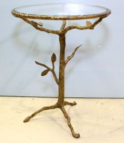 Painted Metal Glass Top End Table
