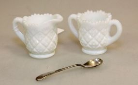 Milk Glass Sugar and Creamer