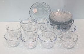 Ten Bubble Glass Cups and Saucers