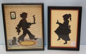 Two Silhouettes of Girl and Boy 