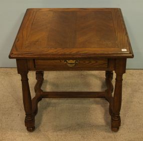 Square Oak One Drawer Side Table