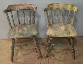 Two Painted Captains Chairs 