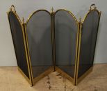 Four Section Brass/Mesh Folding Fire Screen