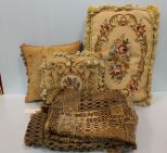 Three Needlepoint Pillows & Throw