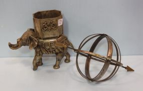 Metal Elephant Planter & Sphere