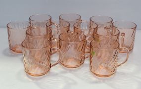 Set of Twelve Rosaline Pink Depression Mugs
