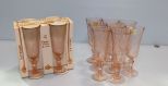 Set of Twelve Rosaline Pink Depression Flutes