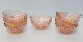 Set of Twelve Pink Rosaline Bowls