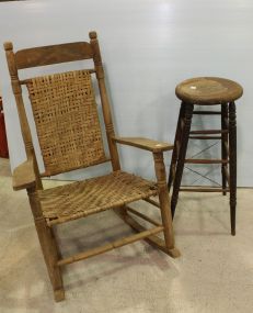 Rocker with Rush Seat & Stool