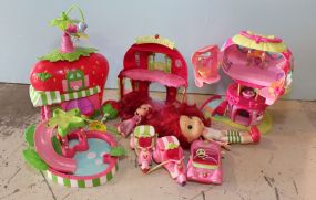 Two Strawberry Shortcake Dolls & Four Playsets 