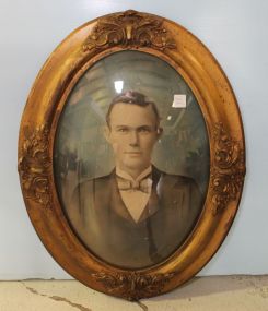 Gold Carved Convex Frame with Print of Gentleman
