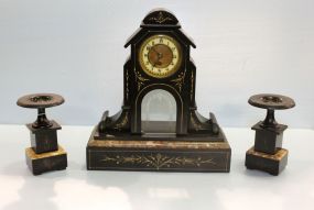 Eastlake Slate Mantel Clock Set