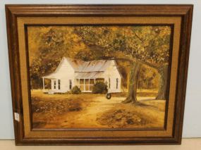 Oil Painting of Country House Signed N. Jackson