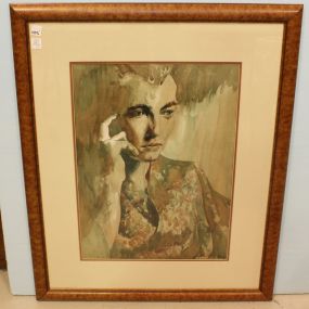 Large Watercolor of Lady Signed Gaddis