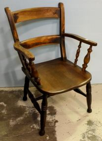 Antique Yew Wood Arm Chair