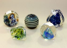 Five Color Glass Paperweights
