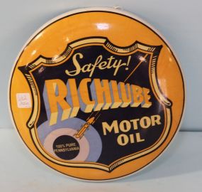 Reproduction Richlube Motor Oil Button Sign