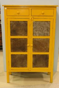 New Yellow Punched Tin Cabinet