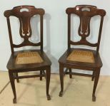 Pair of Mahogany Clawfoot Cane Seat Chairs