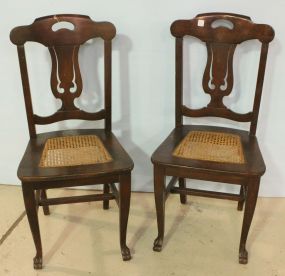 Pair of Mahogany Clawfoot Cane Seat Chairs