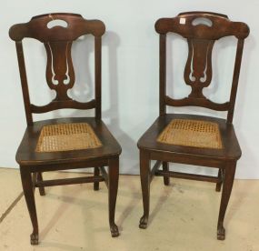 Pair of Mahogany Clawfoot Cane Seat Chairs