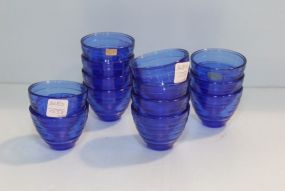Thirteen Blue Depression Glass Dishes