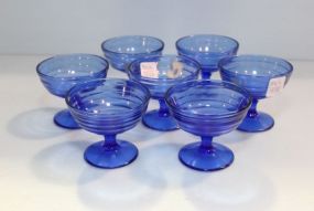 Group of Seven Blue Depression Glass Sherbets 