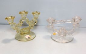 Two Depression Glass Candlesticks