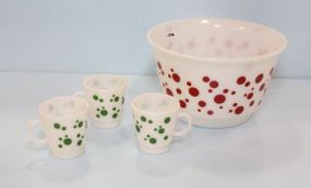 Fireking Bowl & Three Mugs