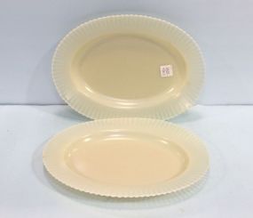 Two Custard Glass Platters