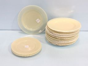 Nineteen Custard Glass Plates & Four Plates