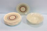 Bowl & Eleven Striped Plates