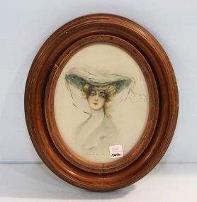 Oval Print of Victorian Lady