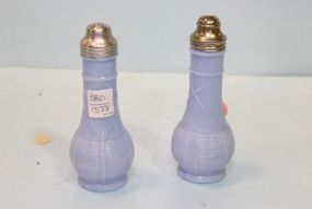 Pair of Blue Milk Glass Shakers