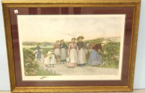 Color Print of Berry Pickers