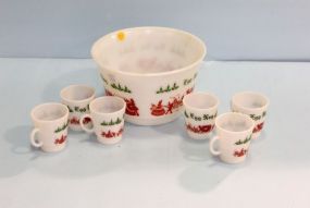 Glass Egg Nog Bowl & Six Cups