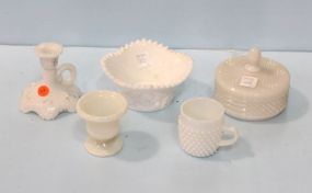 Five Milk Glass Pieces 