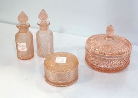 Four Pink Depression Glass Items