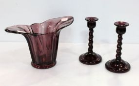 Three Pieces of Amethyst Glass